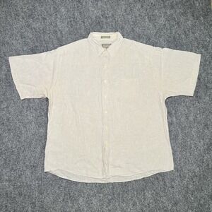 Vintage Christopher Hayes Single Needle Linen Cotton Blend Button Up Striped XL